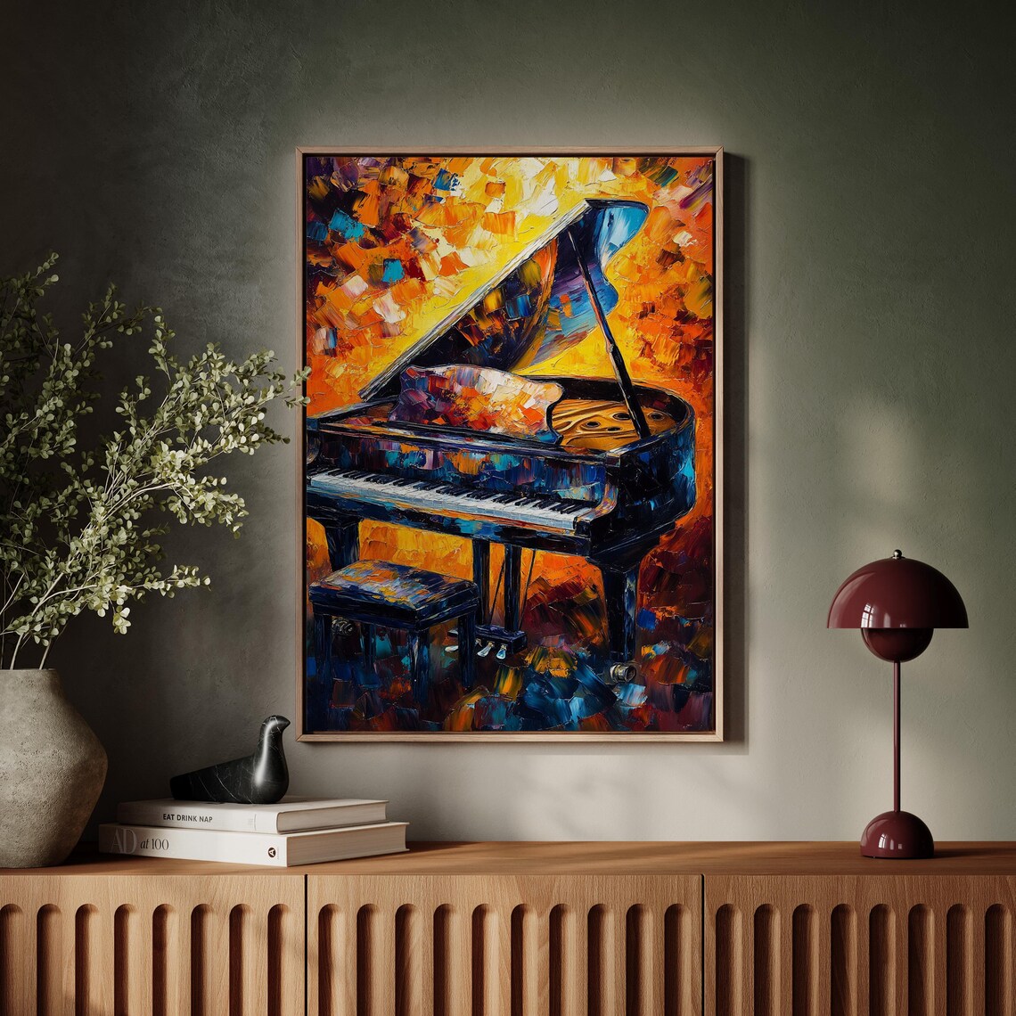 Grand Piano Mosaic Palette Knife Texture Vibrant Music Poster - Image 7