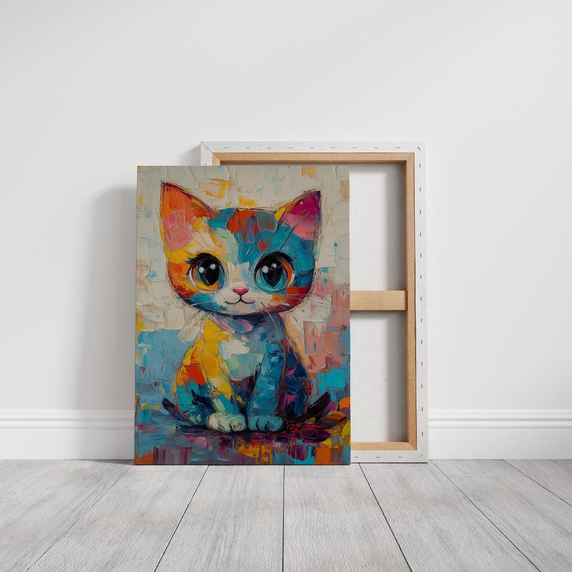 Colorful Abstract Kitten with Big Eyes Pop Art Cat Portrait Poster - Image 5