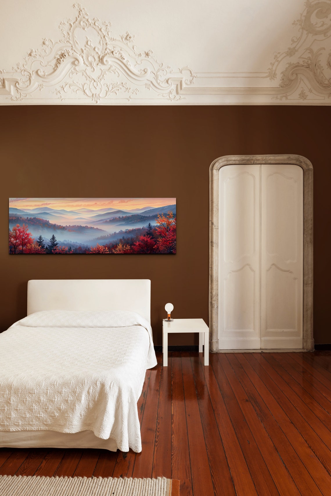 Foggy Mountain Valley Misty Fall Foliage Panoramic Landscape Wall Art - Image 7