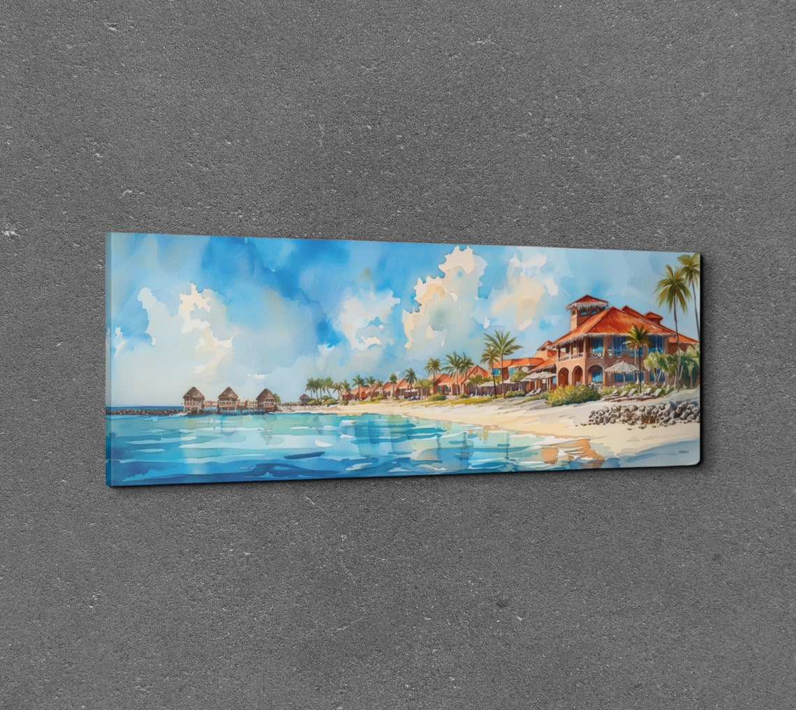 Tropical Beach Resort Watercolor Paradise Beach Villas Poster - Image 7
