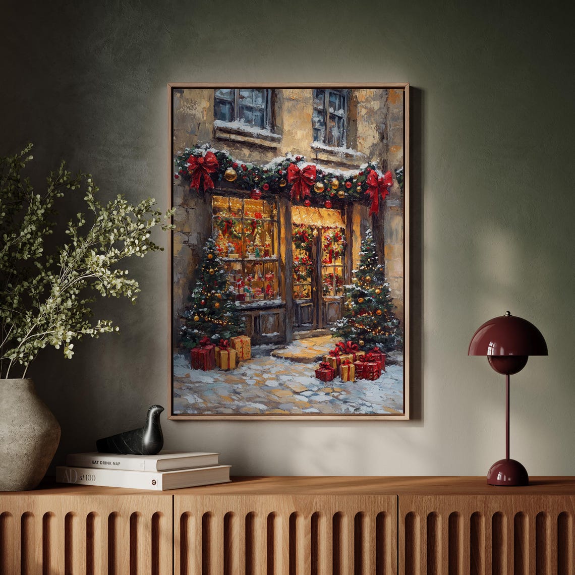 Snowy Christmas Shop Festive Storefront Village Holiday Poster - Image 7