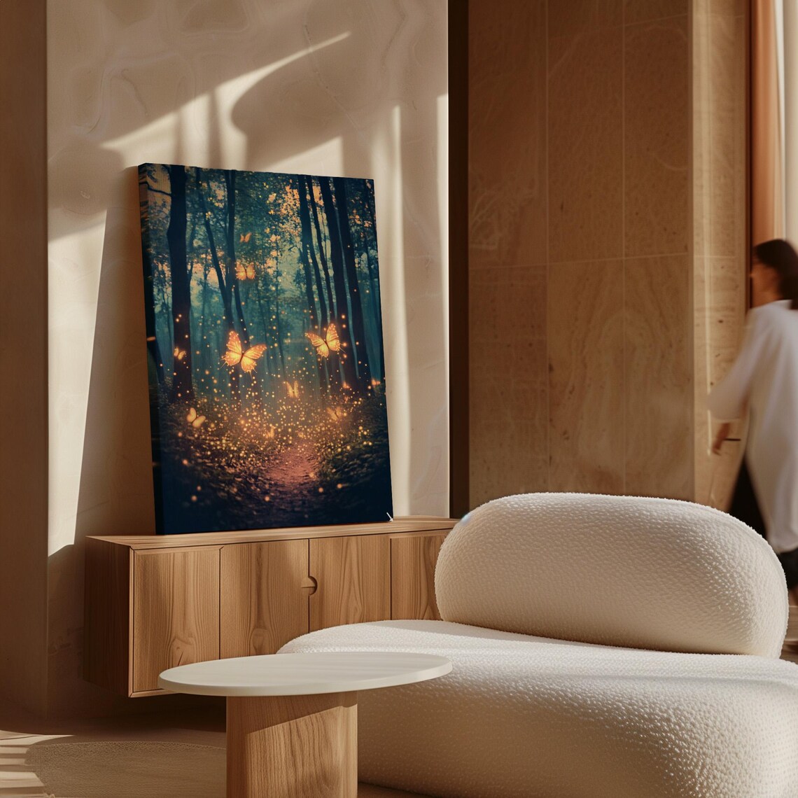 Magical Forest Path With Glowing Butterflies, Art Print - Image 6