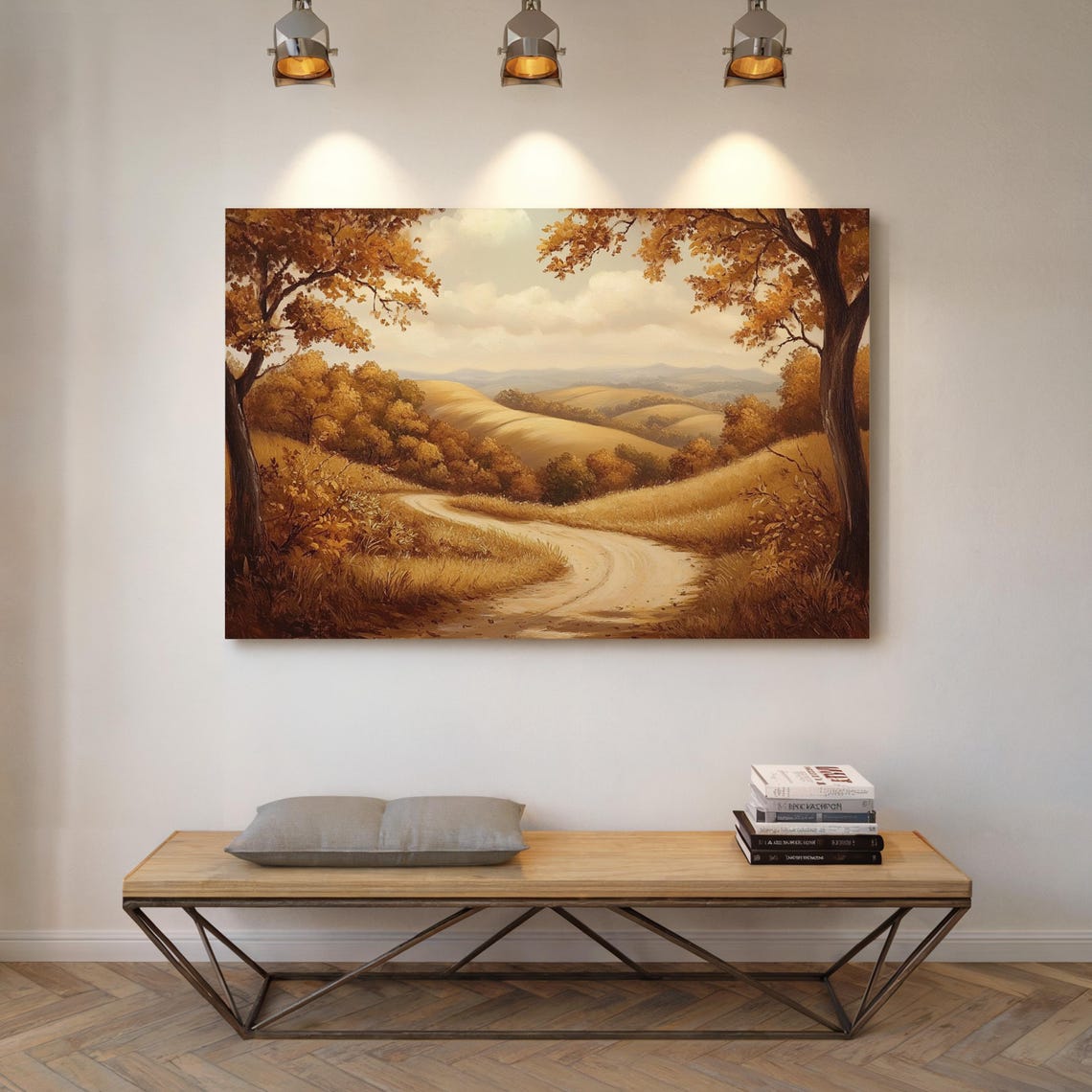 Autumn Country Road Golden Hills Fall Landscape Scenic Poster - Image 7