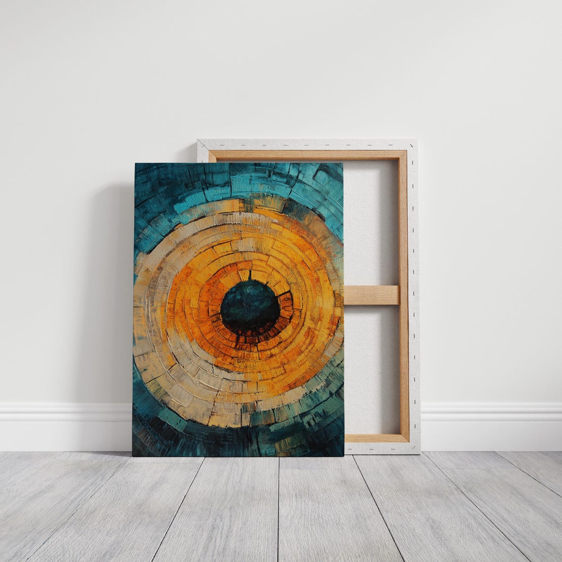 Teal And Orange Mosaic Tree Ring Abstract Botanical Decor Poster - Image 6