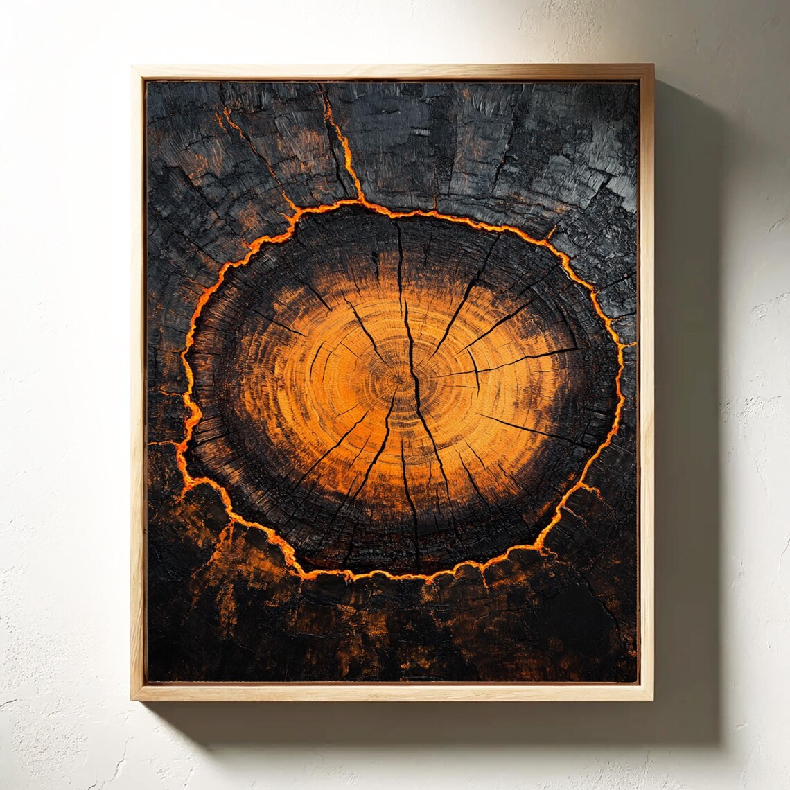 Fiery Tree Ring Art Print, Nature-Inspired Decor - Image 3