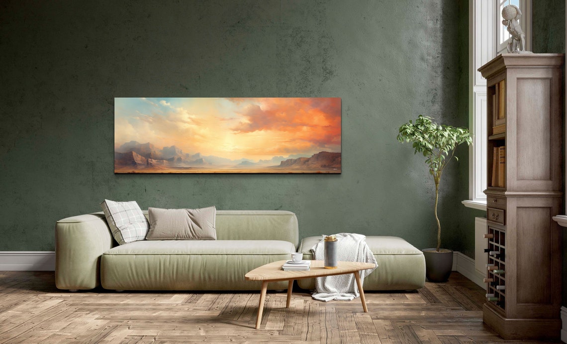 Panoramic Desert Mesas At Sunset Dramatic Cloudscape Art Poster - Image 4