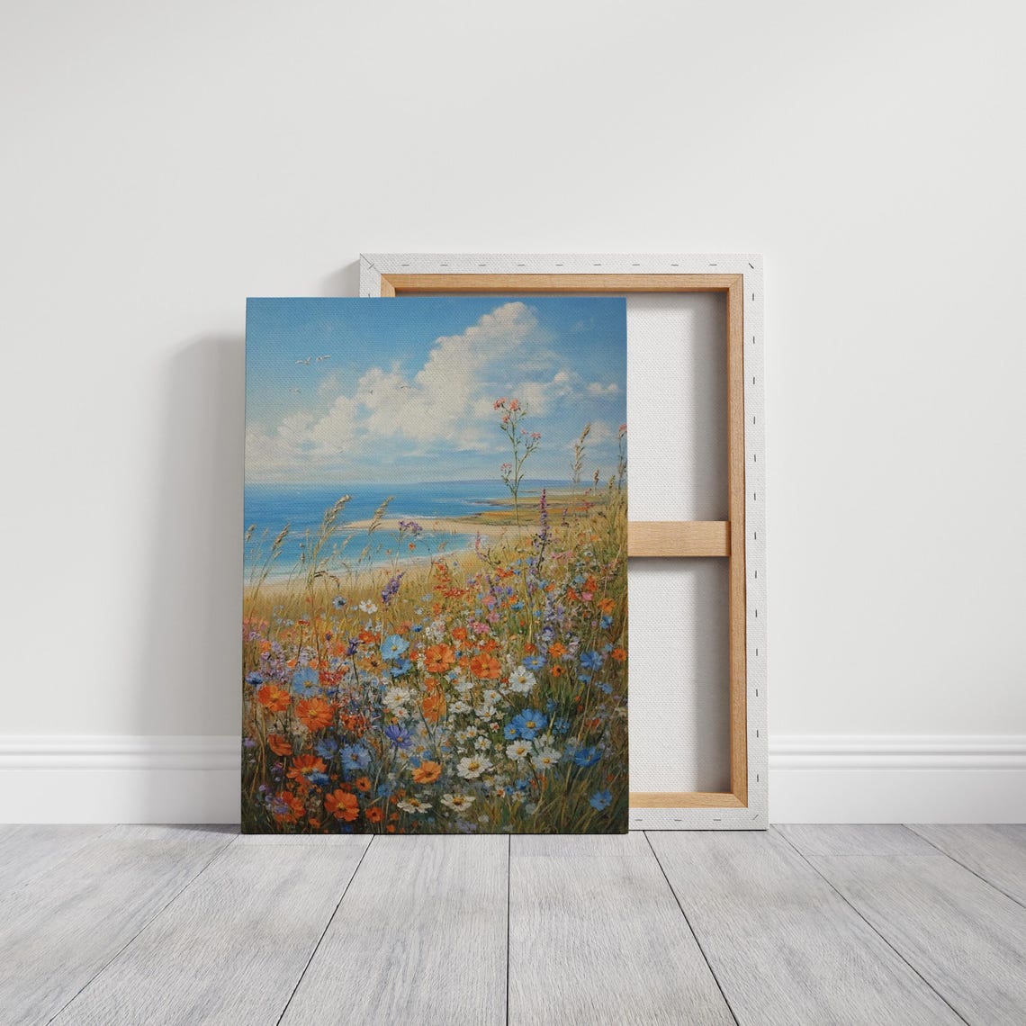 Coastal Wildflower Meadow By The Sea Beach Bloom Landscape Art Poster - Image 4