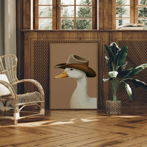 Cowboy Duck In Hat Funny Western Art