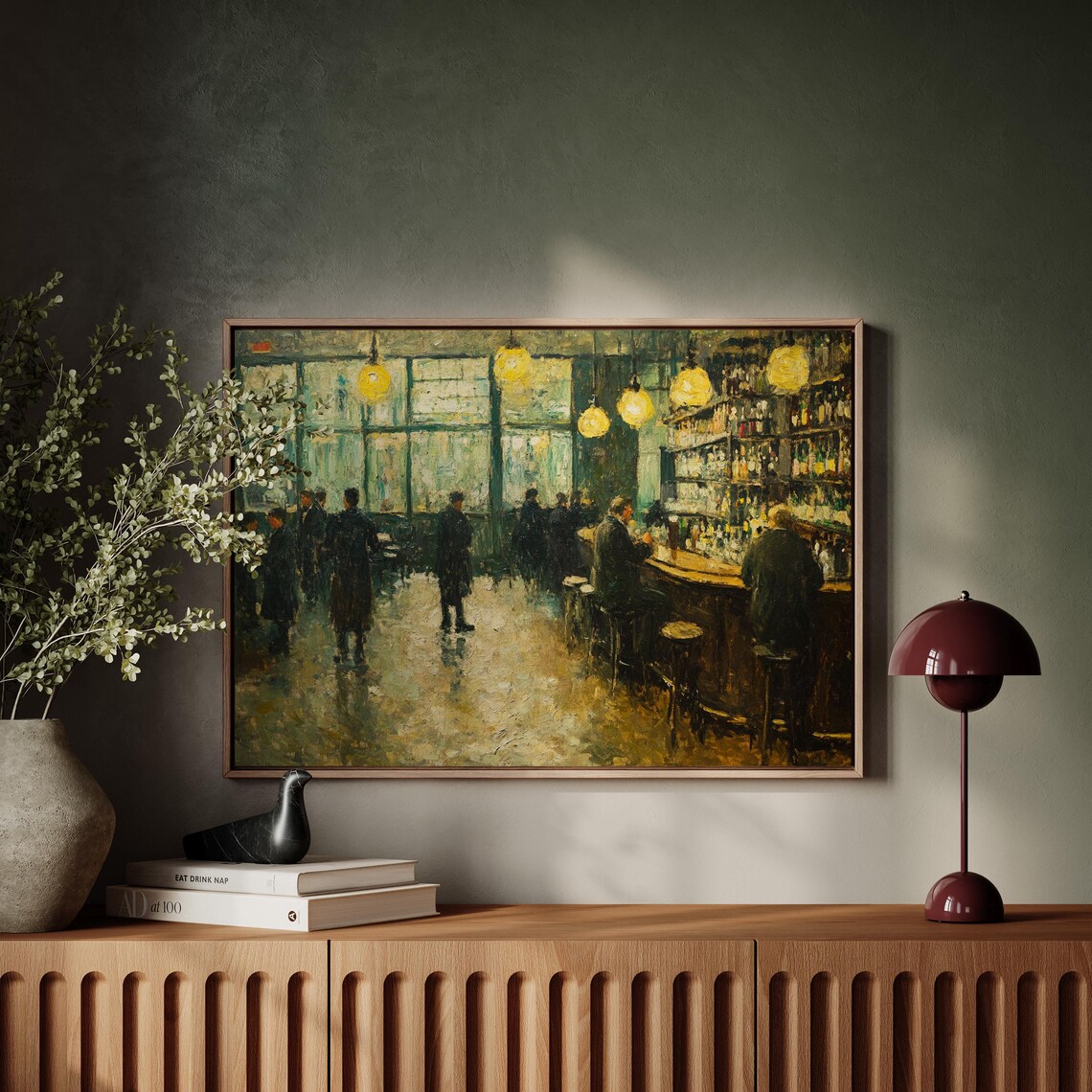 Atmospheric Bar Scene, Vintage Social Elegance Art Print - Image 6