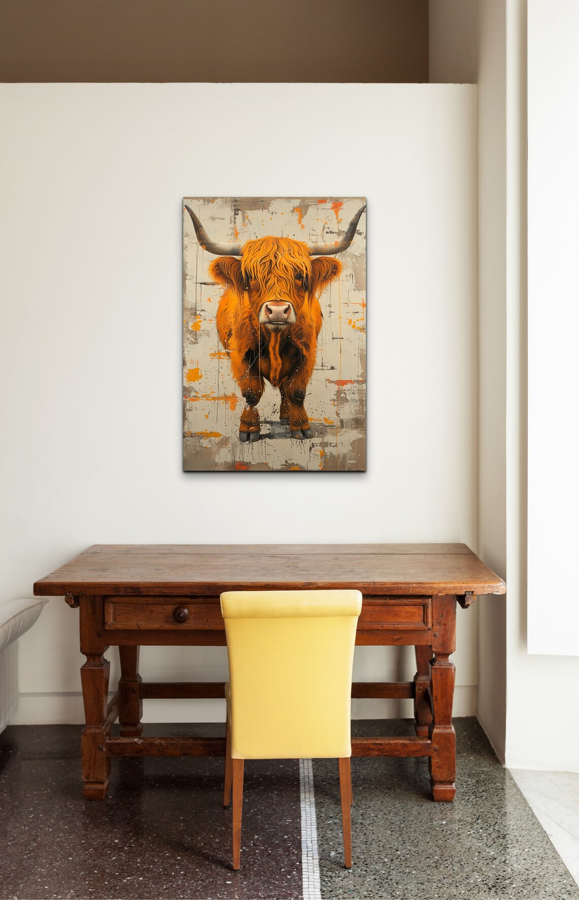 Highland Scottish Cow, Mid-Century Modern Art Print - Image 4