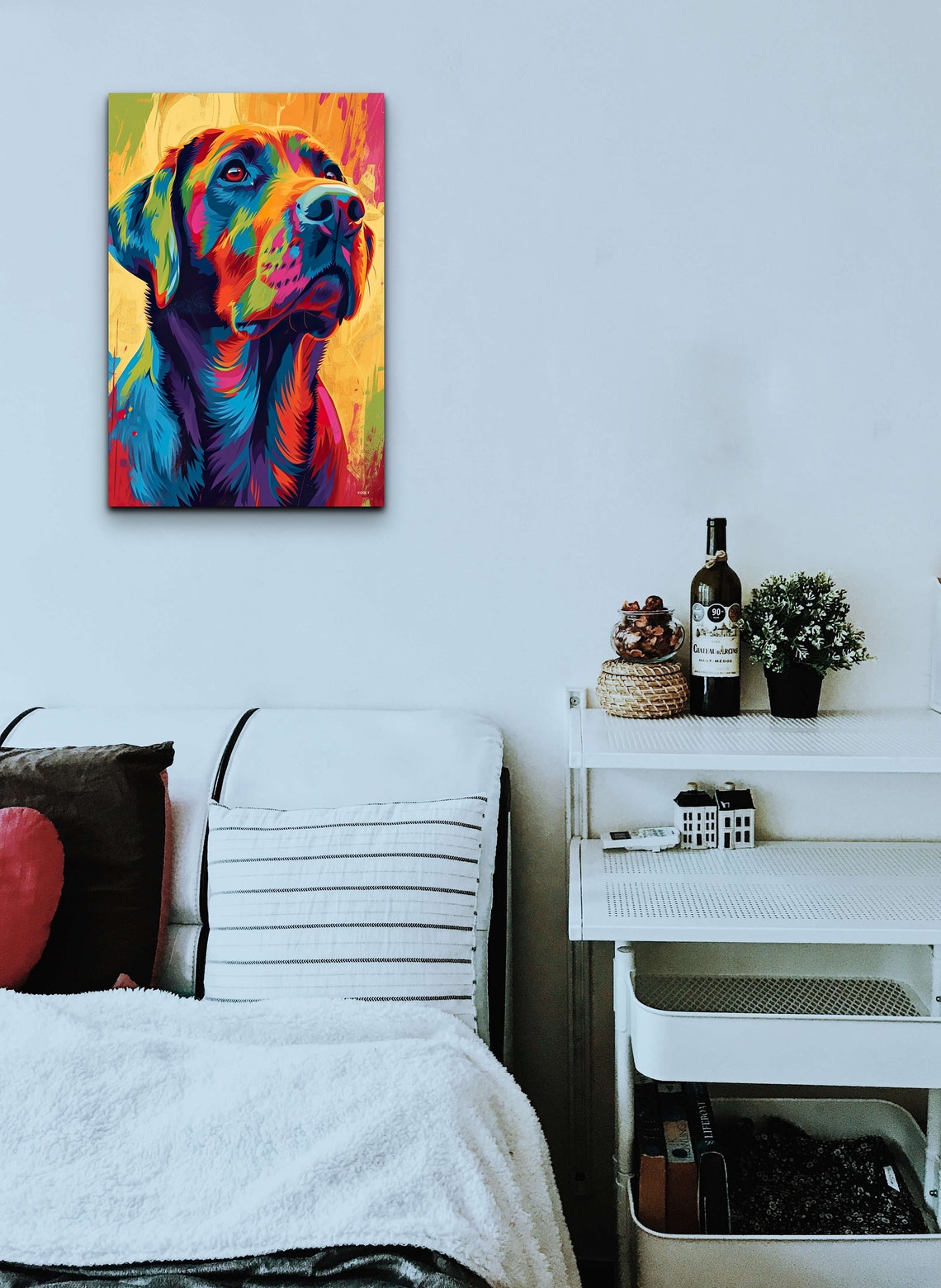 Labrador Retriever Portrait in Dazzling Neon Rainbow Pop Art Poster - Image 4