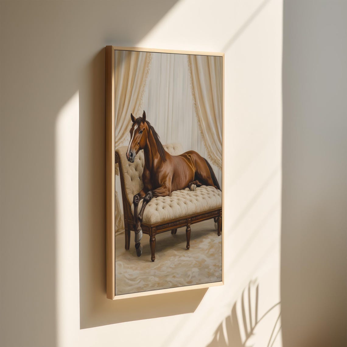 Horse Reclining On Chaise Lounge Elegant Equestrian Art Print