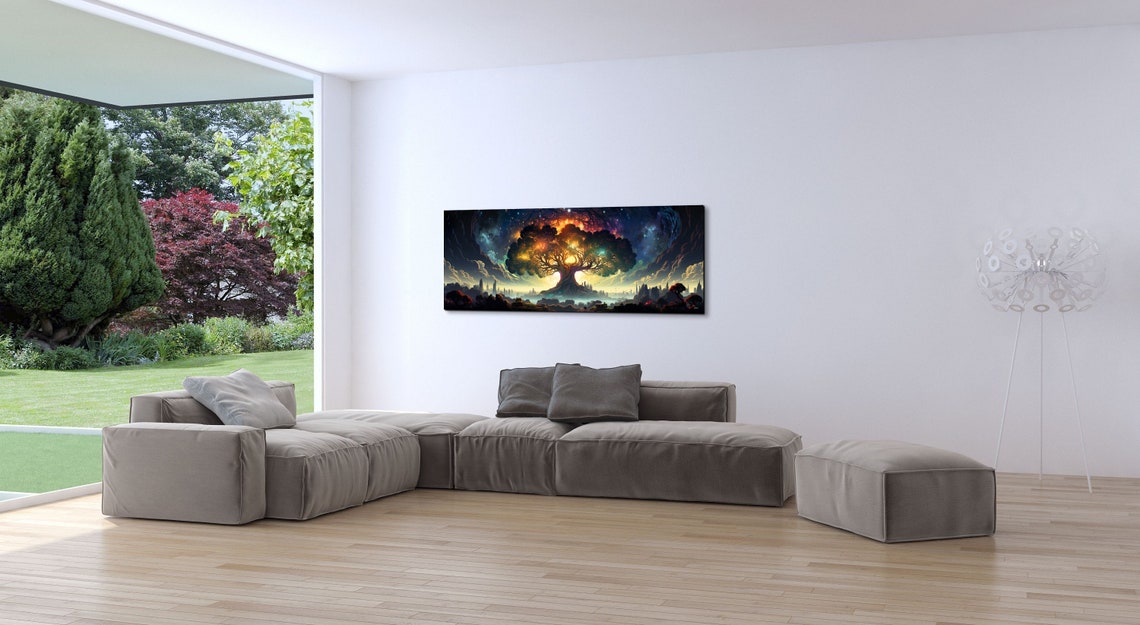 Glowing Tree of Life Beneath a Cosmic Starry Galaxy Sky Poster - Image 4