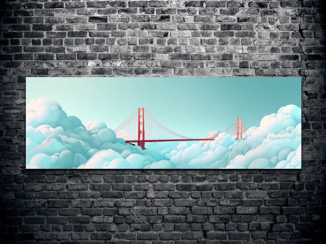 Golden Gate Bridge Above The Clouds, Panoramic Art - Image 2