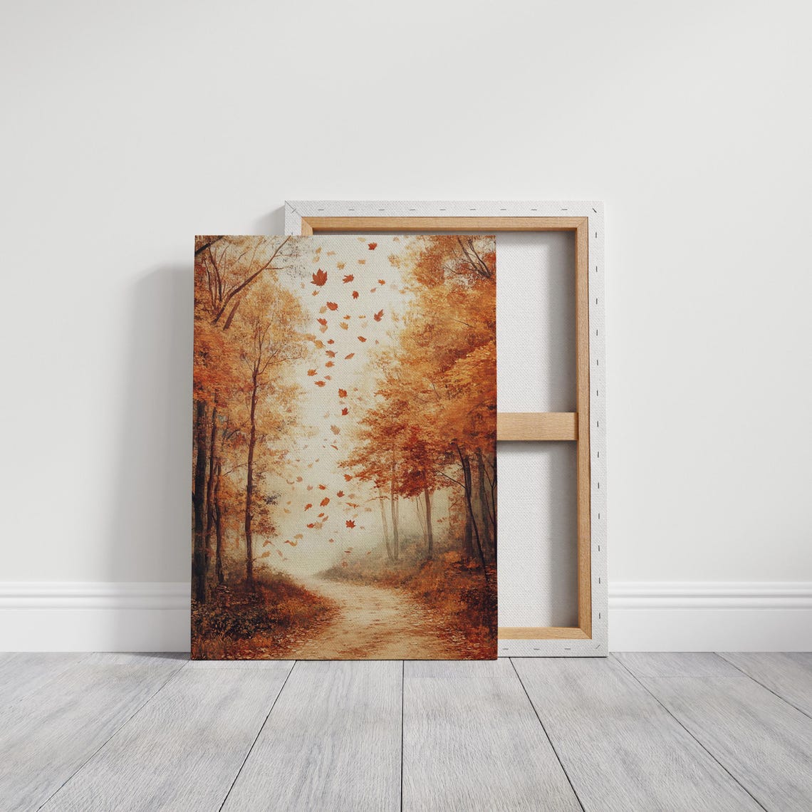 Autumn Forest Path With Falling Maple Leaves Golden Season Poster - Image 3