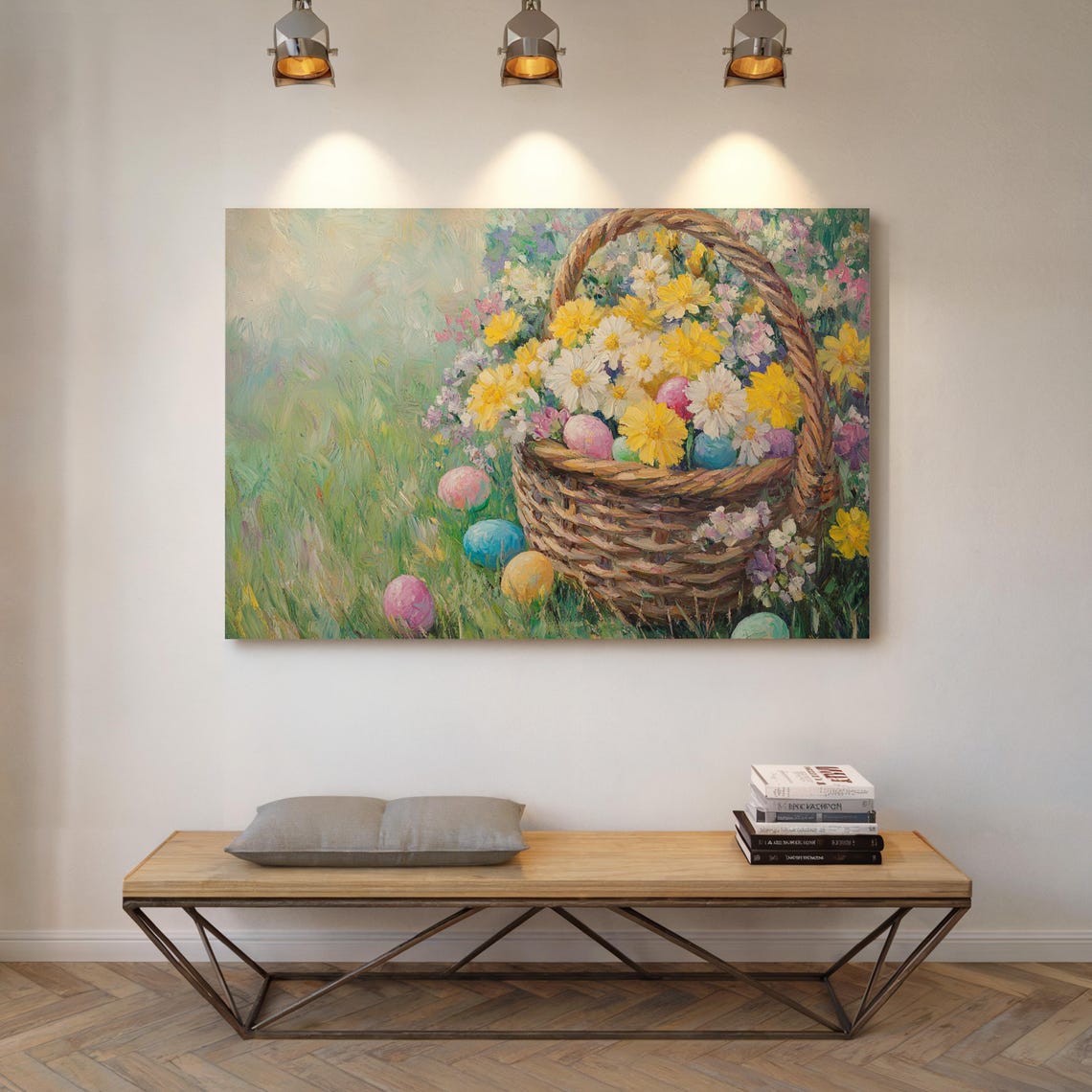 Easter Eggs Wildflower Basket Spring Meadow Vintage Painting Poster - Image 6