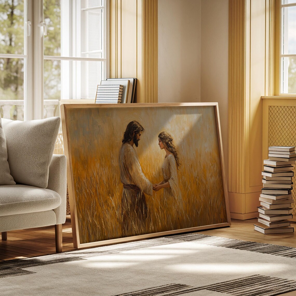 Jesus Holding Hands With Woman In Golden Wheat Field Art Poster - Image 5