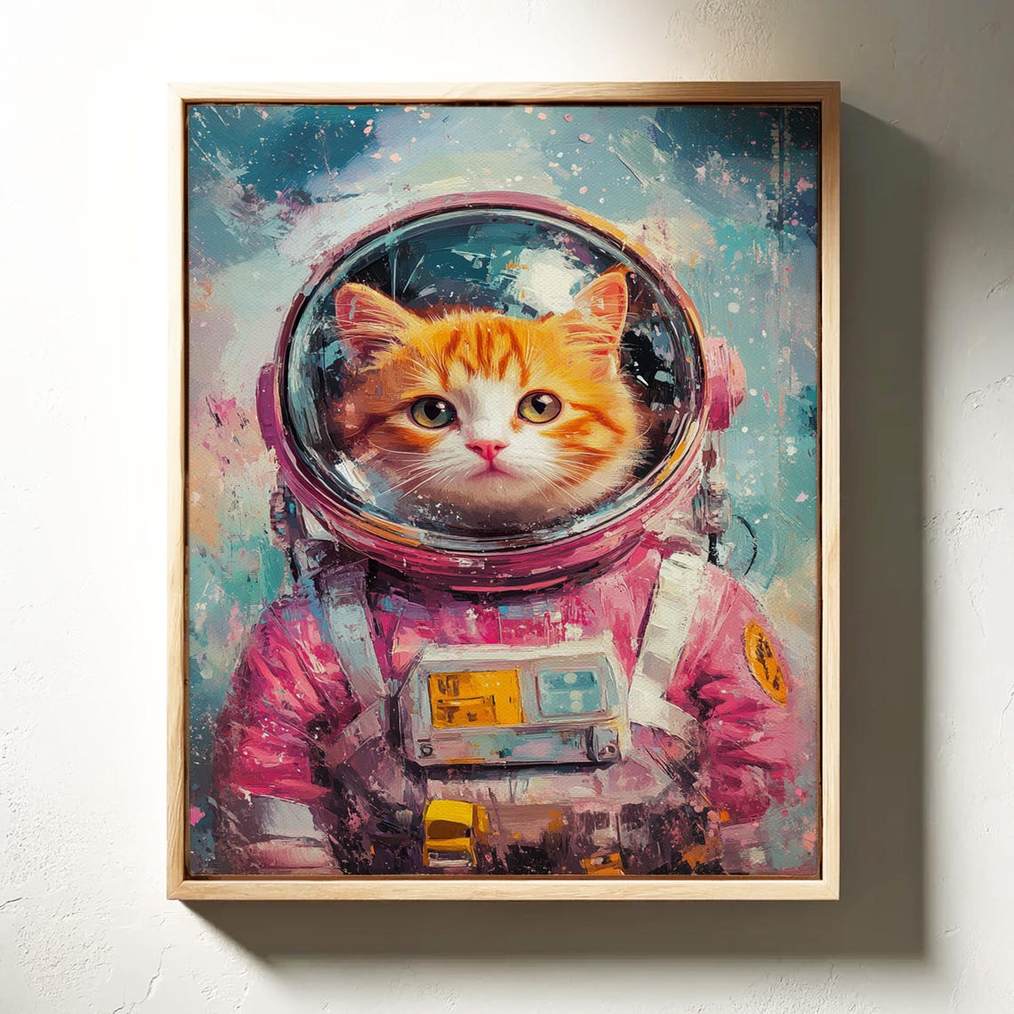 Astronaut Cat Ginger Kitten Pink Space Suit Galaxy Adventure Poster - Image 3