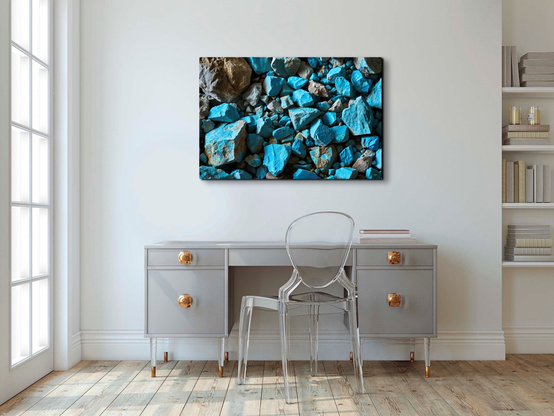 Blue Stone Rocks Tranquil Earthy Minimalist Nature Photo Wall Art - Image 4