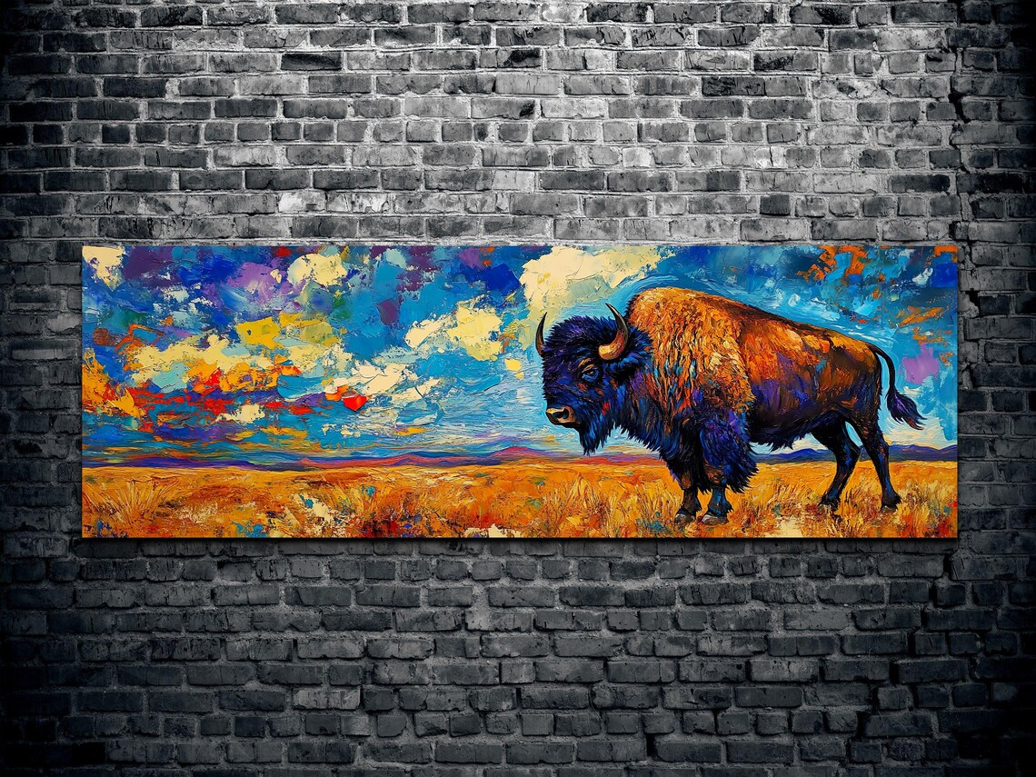 Panoramic Bison Buffalo Landscape Art Print - Image 2