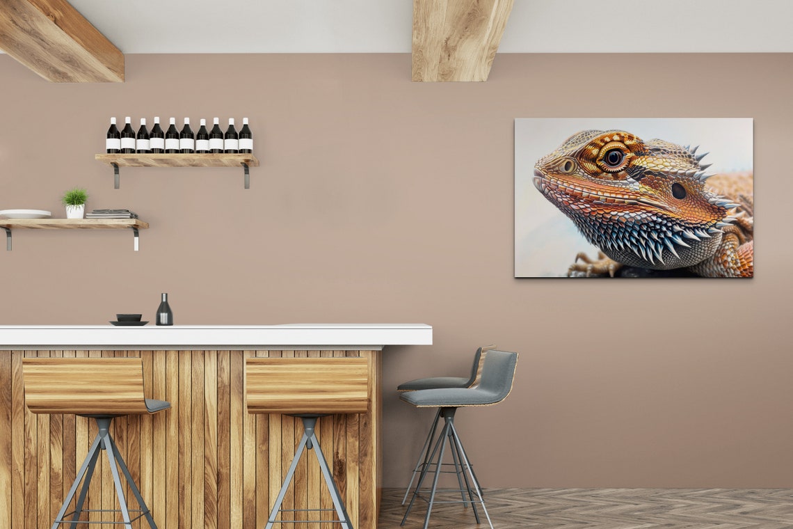 Bearded Dragon Head Close Up Vivid Scales Reptile Art Poster - Image 6