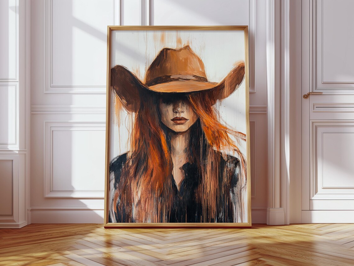 Cowgirl Wall Art, Rustic Boho Western Woman Painting - Image 4