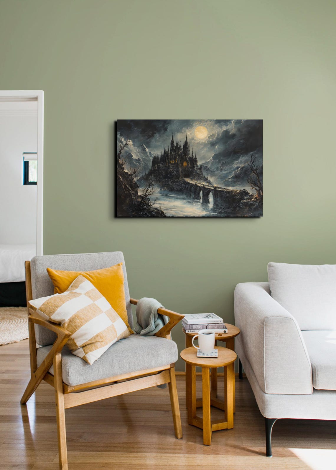 Draculas Gothic Castle Under Full Moon With Stone Bridge Poster - Image 5