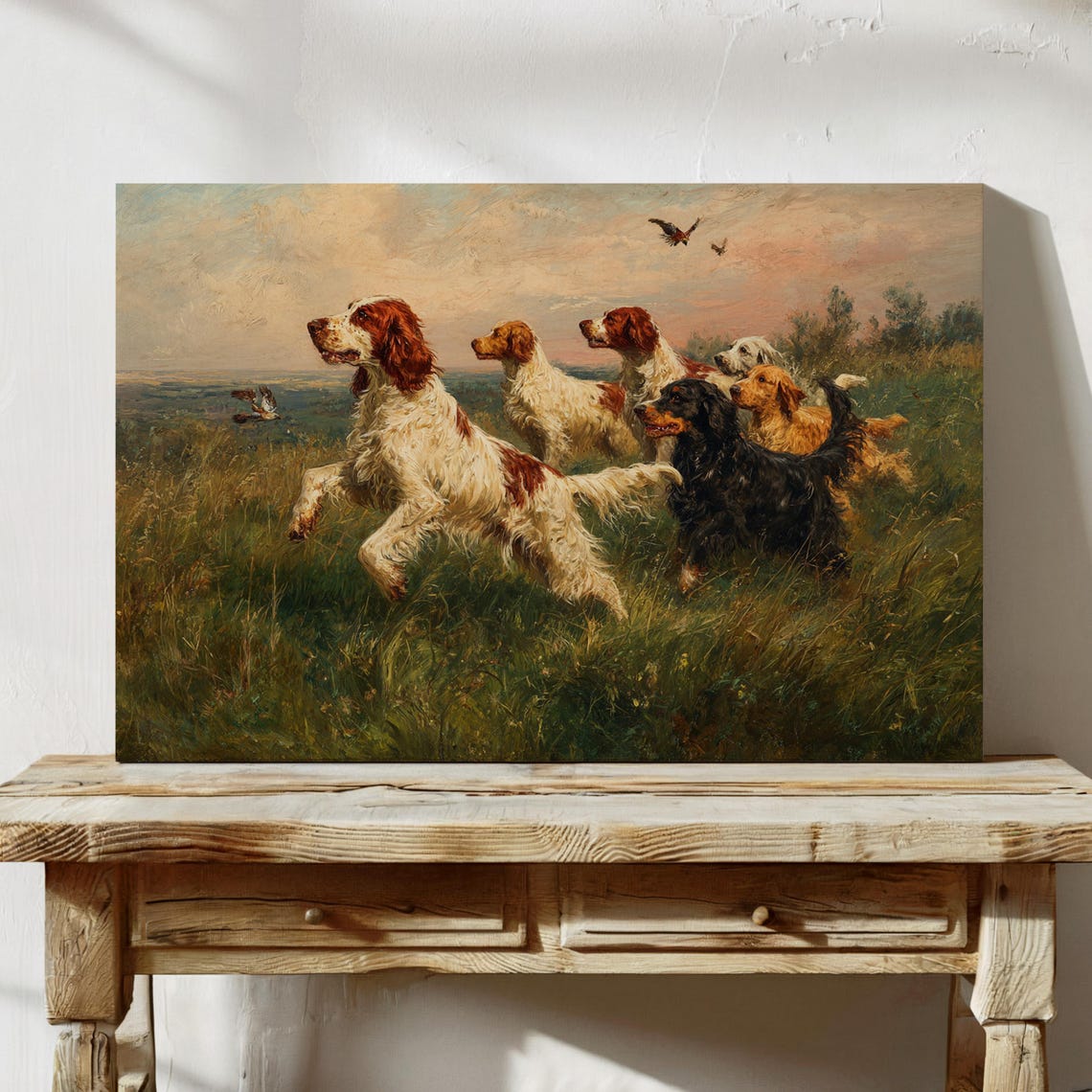 Vintage Hunting Dogs Spaniels Flushing Birds Sporting Art Poster