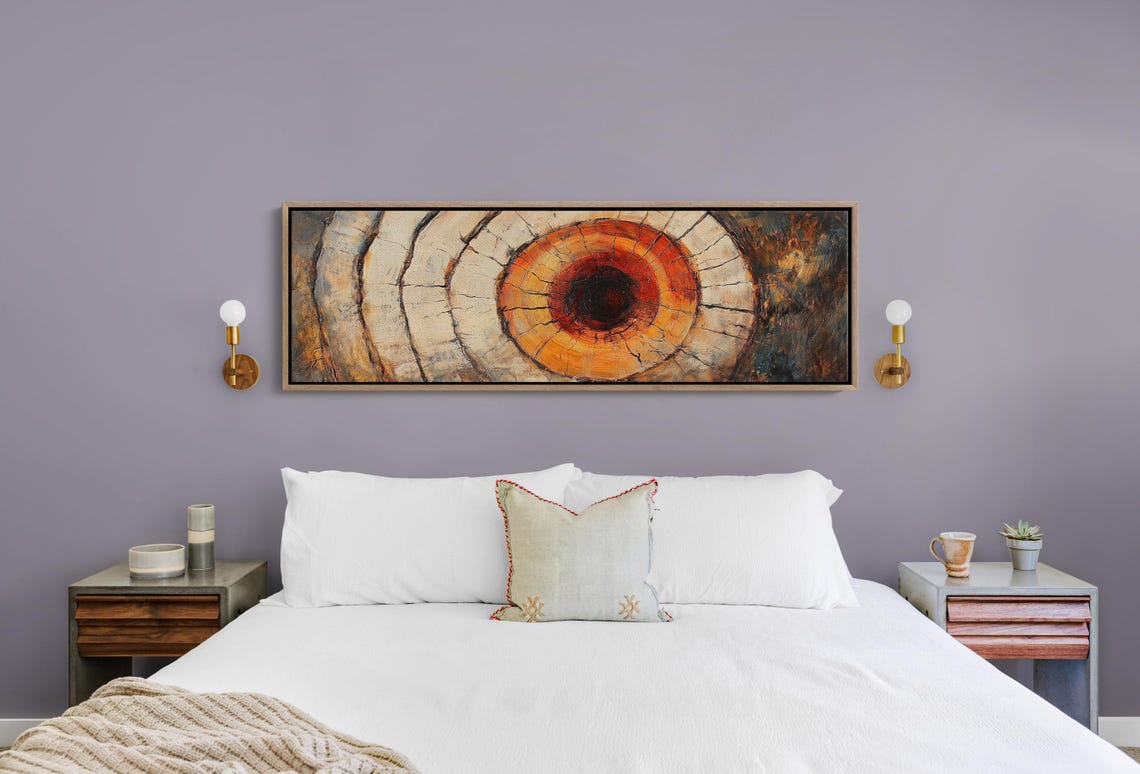 Cream Panoramic Tree Ring Ember Core Wood Grain Abstract Poster - Image 4