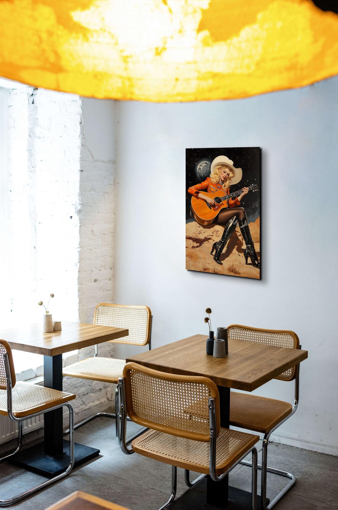 Galactic Guitar Cowgirl, Vintage Space Art Print - Image 7