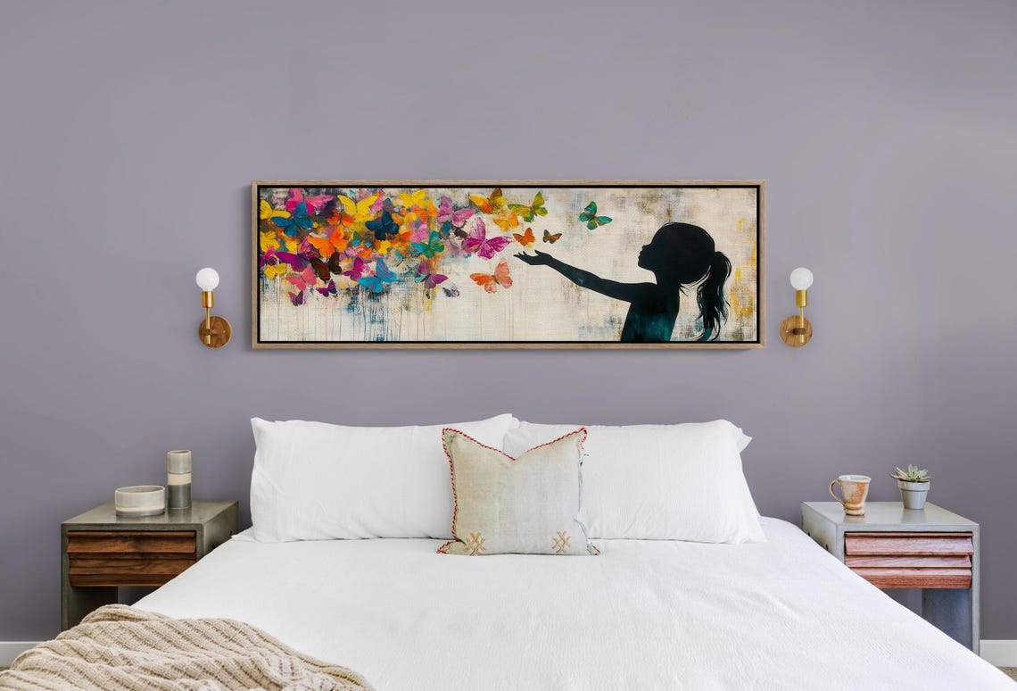 Little Girl Reaching For Colorful Butterflies Whimsical Wall Poster - Image 4