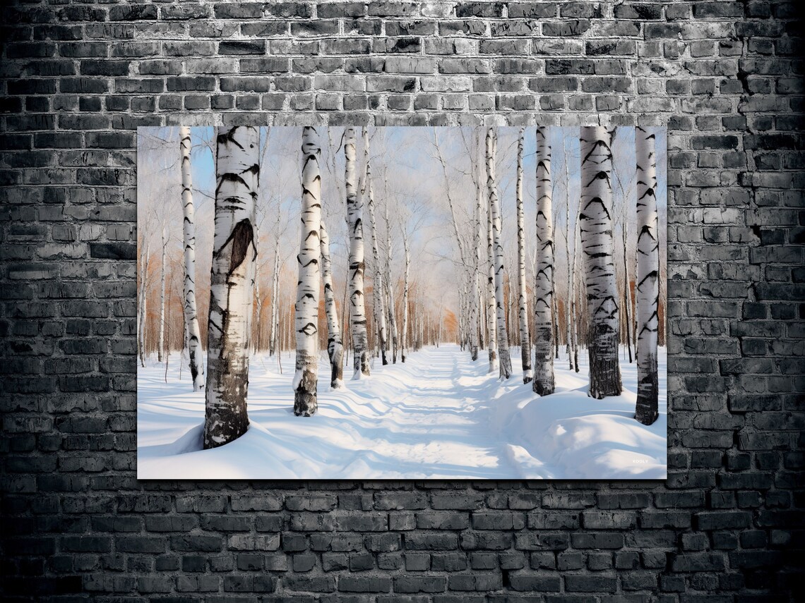 Snowy Winter Birch Trees, Nature Gallery Style - Image 2