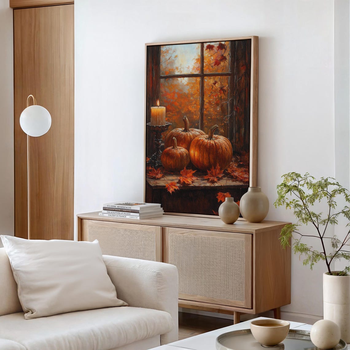 Autumn Harvest Pumpkins With Candlelight Cozy Window Scene Poster - Image 5