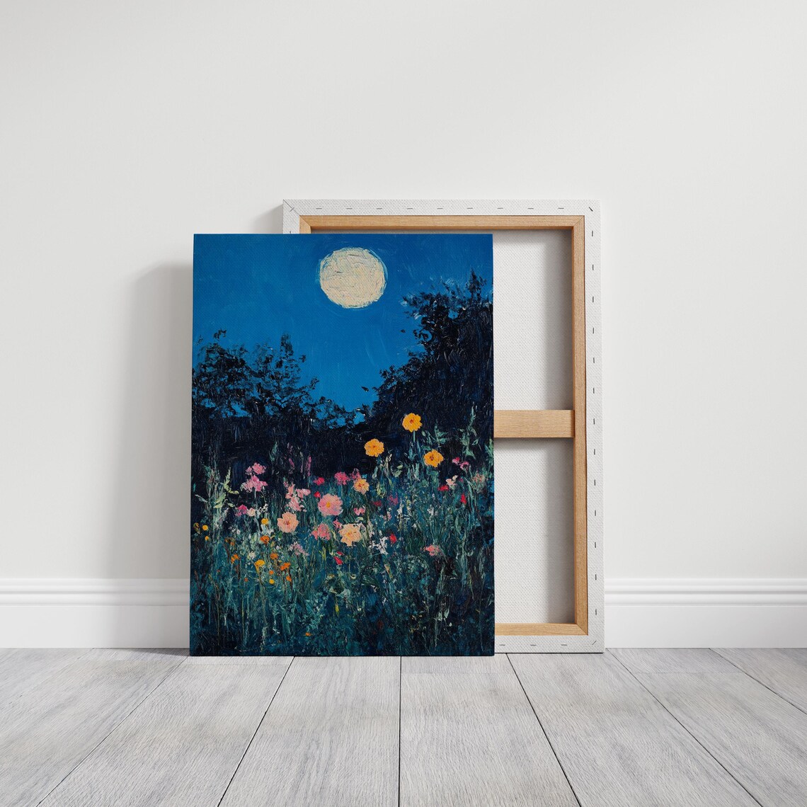 Moonlit Wildflower Garden Night Sky Blooming Floral Nature Poster - Image 3