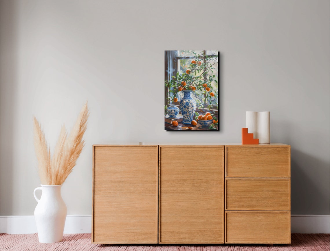 Orange Branches In Blue White Porcelain Vase Still Life Poster - Image 7