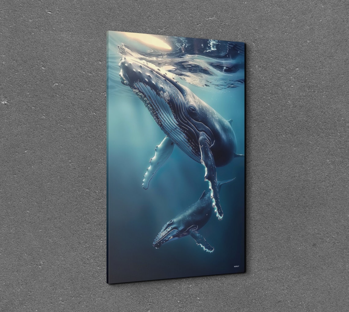 Humpback Whale Mother and Calf Underwater Ocean Life Scene Poster - Image 7