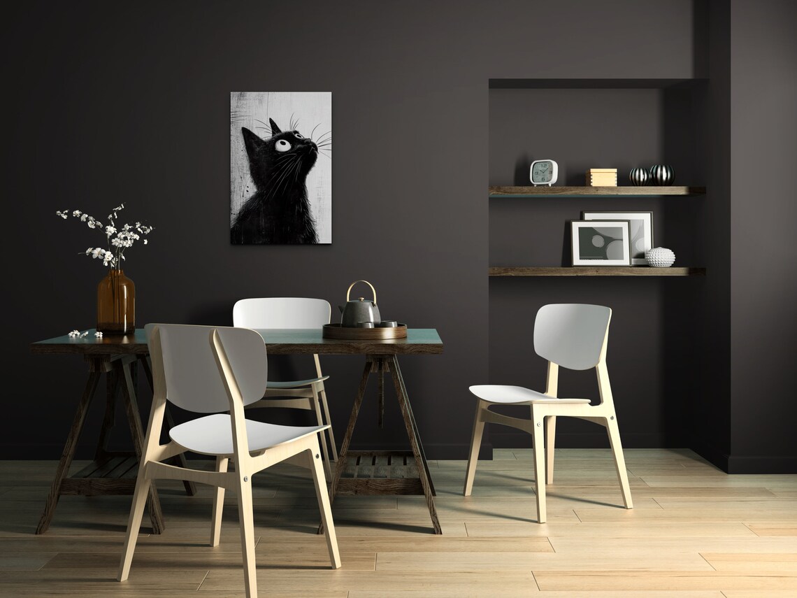 Cat Wall Art Print, Modern Abstract Portrait - Image 3