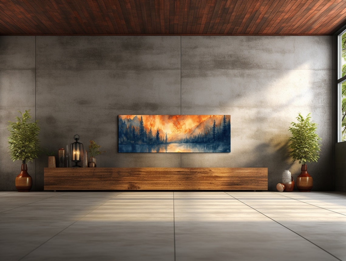 Panoramic Watercolor Forest Fire Wall Art - Image 7