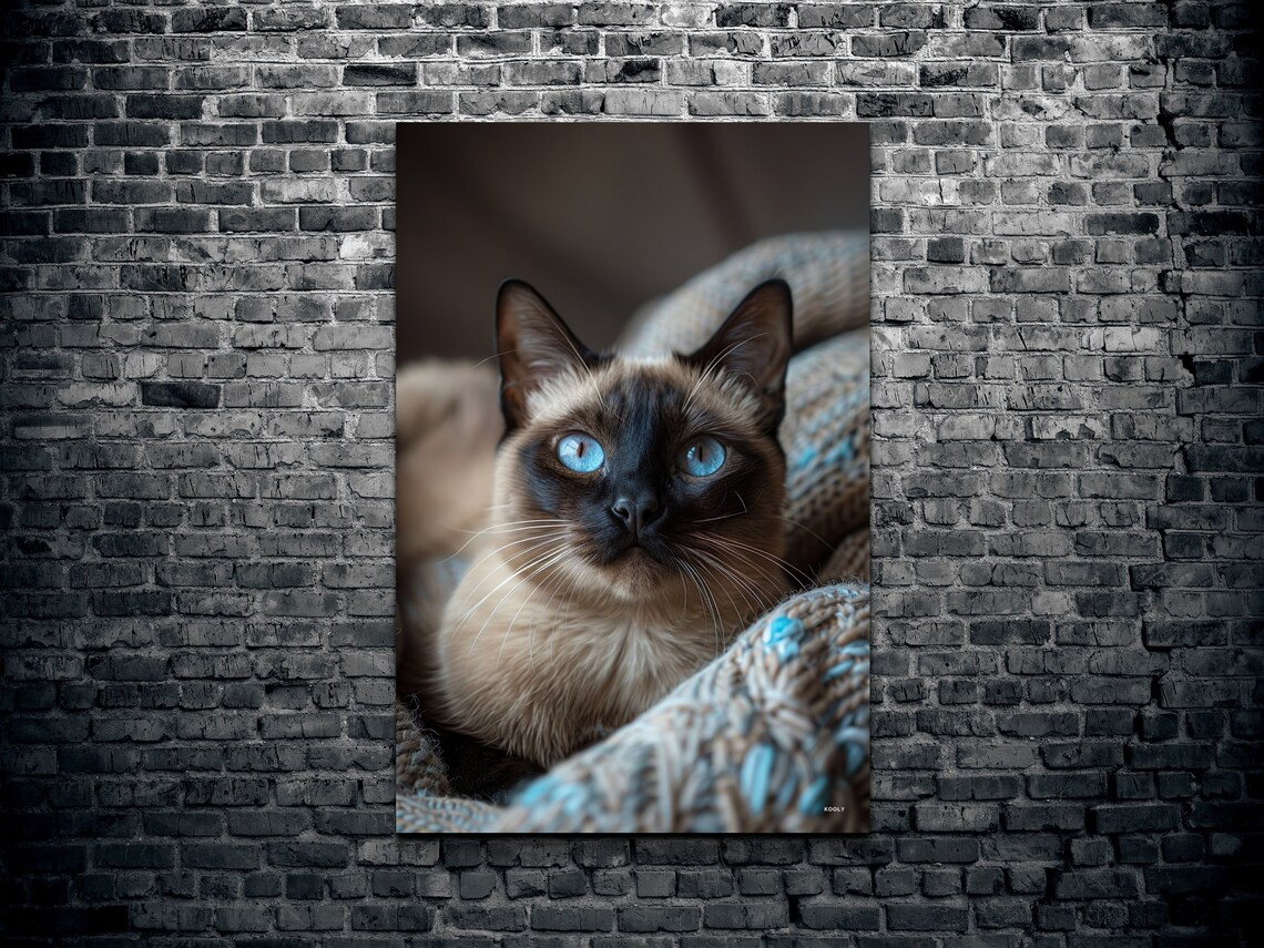 Burmese Cat Portrait, Animal Decor Centerpiece - Image 2