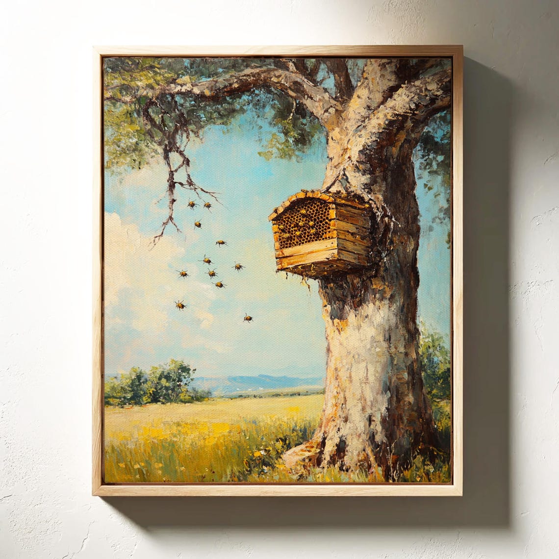 Rustic Bee Hive In Tree Countryside Meadow Vintage Style Poster - Image 5
