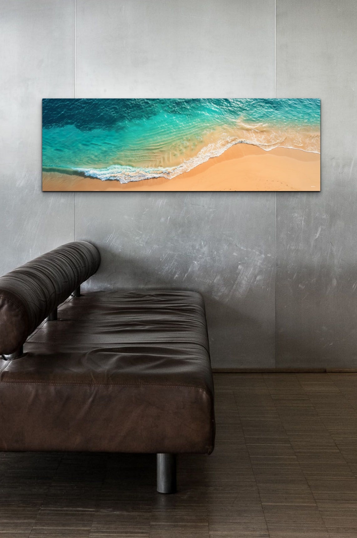Aerial View Turquoise Ocean Wave On Sandy Beach Coastal Poster - Image 5
