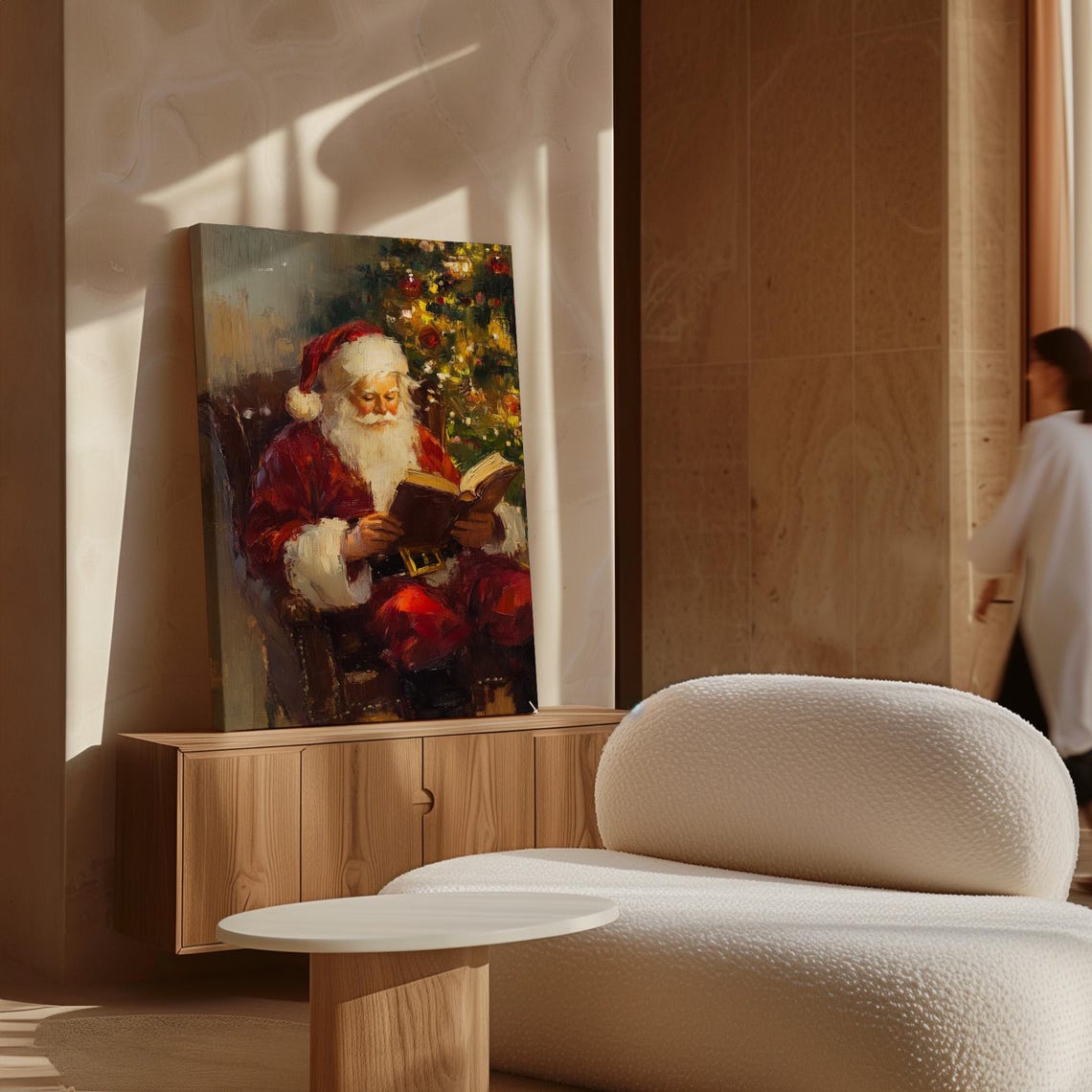 Cozy Santa Reading Book In Armchair Christmas Painting Poster - Image 7