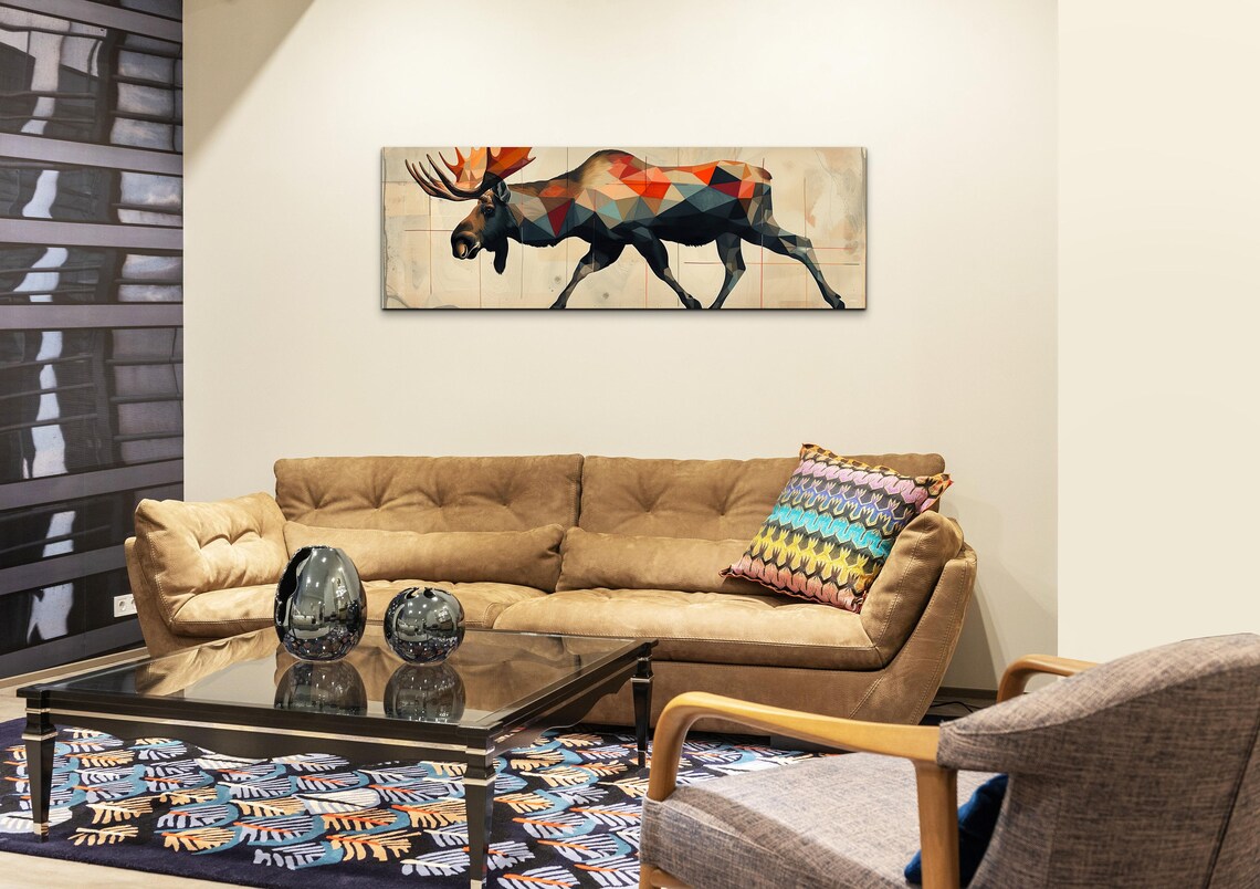 Panoramic Mid Century Modern Moose Art Print - Image 4