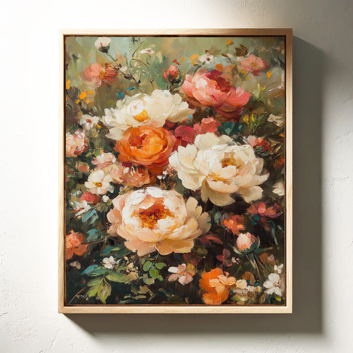 Vibrant Peony Bloom Colorful Floral Textured Oil Painting Poster - Image 5