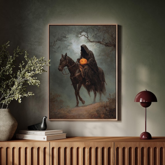 Headless Horseman Pumpkin Rider Gothic Halloween Night Poster
