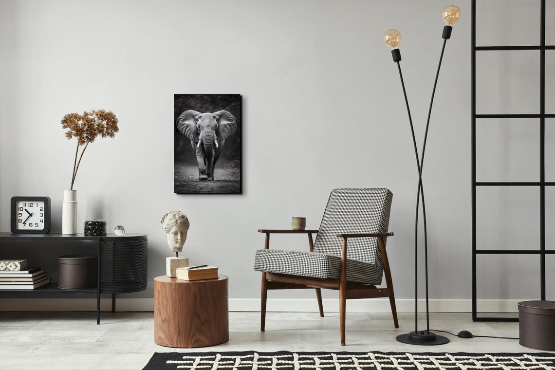 Black And White Elephant Art Print - Image 6