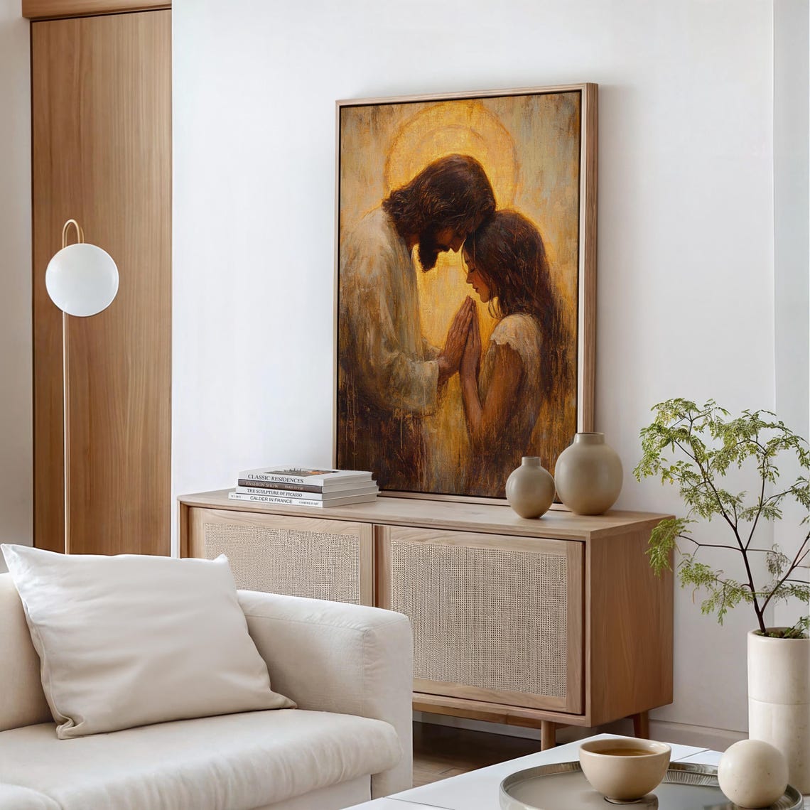 Jesus Praying With A Woman Intimate Golden Christian Art Poster - Image 6