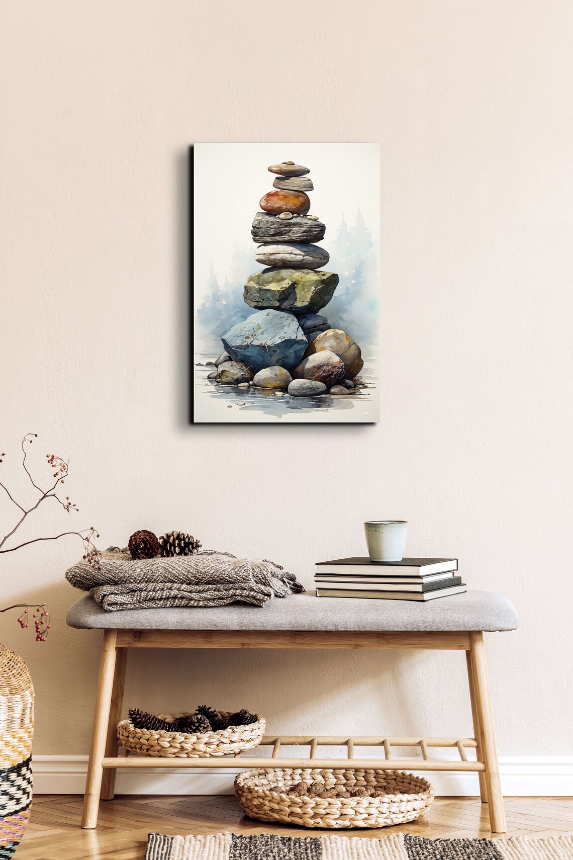 Zen Rock Stacking Spa Artwork, Meditating Art Print - Image 3