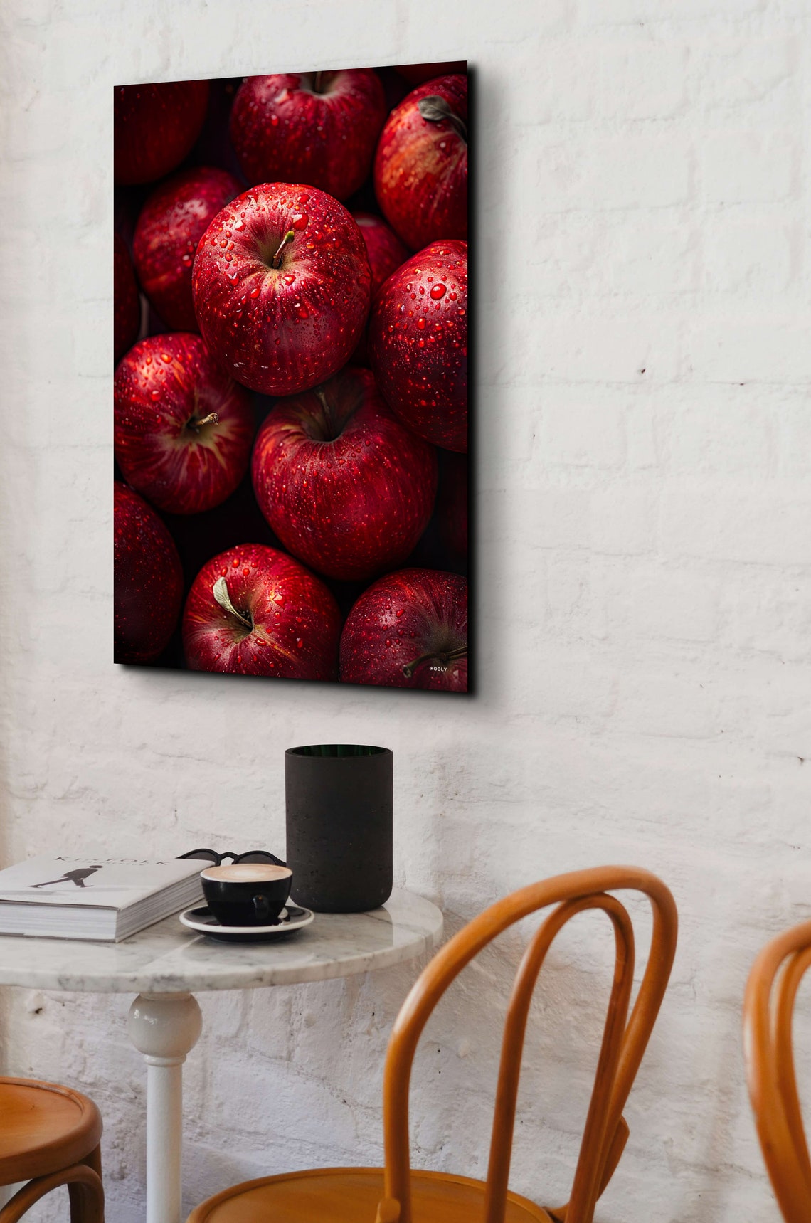 Juicy Ripe Red Apples Covered in Fresh Water Droplets Poster - Image 7