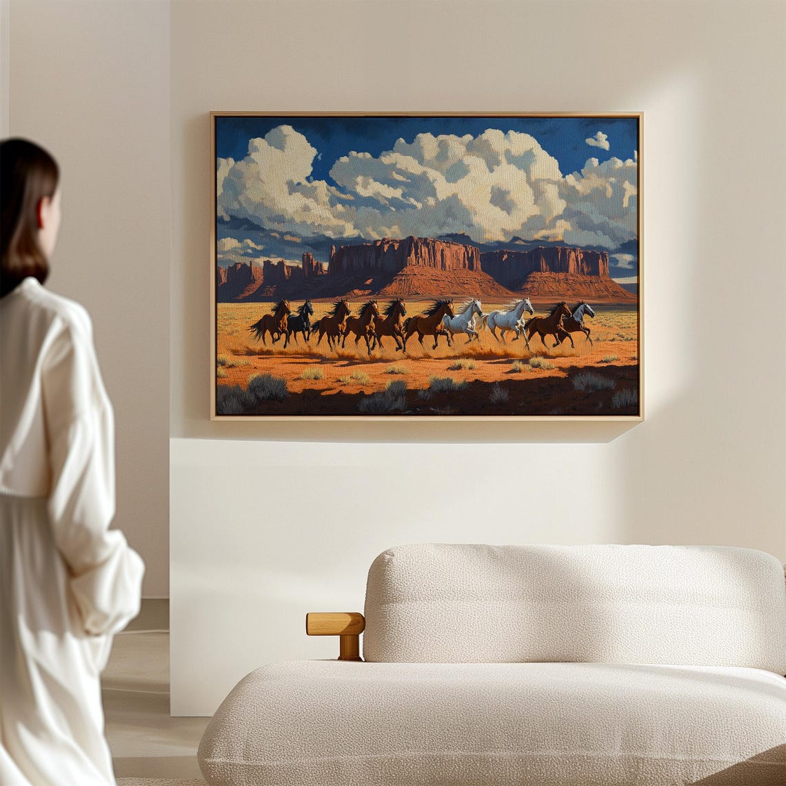 Wild Horses Galloping Past Monument Valley Red Buttes Poster - Image 2